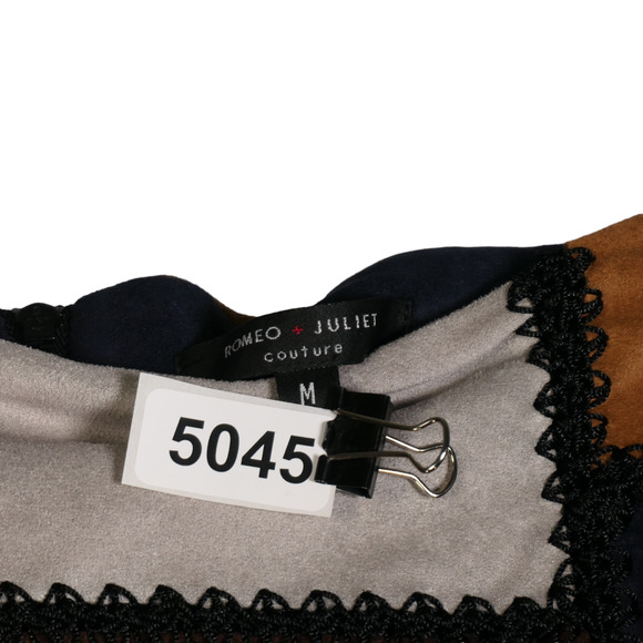 Romeo Juliet Faux Suede Skirt Womens Medium Blue Patchwork Soft Lined Boho - Picture 6 of 6